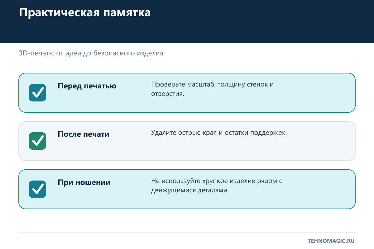 Памятка по безопасной подготовке и использованию 3D-печатного изделия