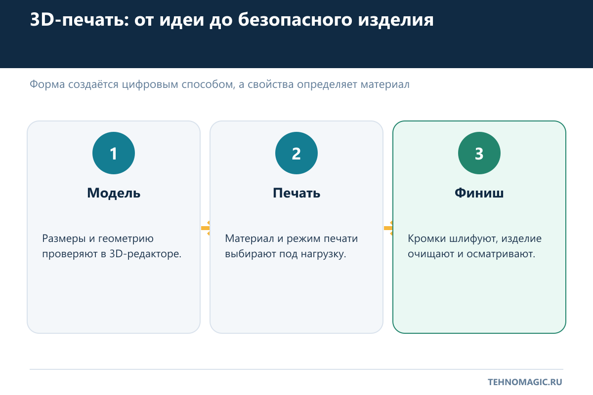 Этапы создания изделия на 3D-принтере: модель, печать и финишная обработка
