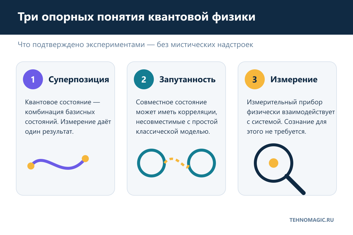 Суперпозиция, запутанность и измерение без мистических объяснений