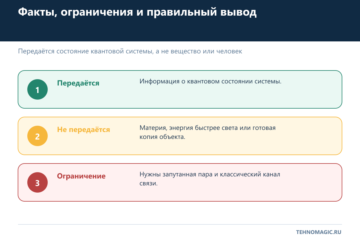 Что передаётся при квантовой телепортации и что не передаётся